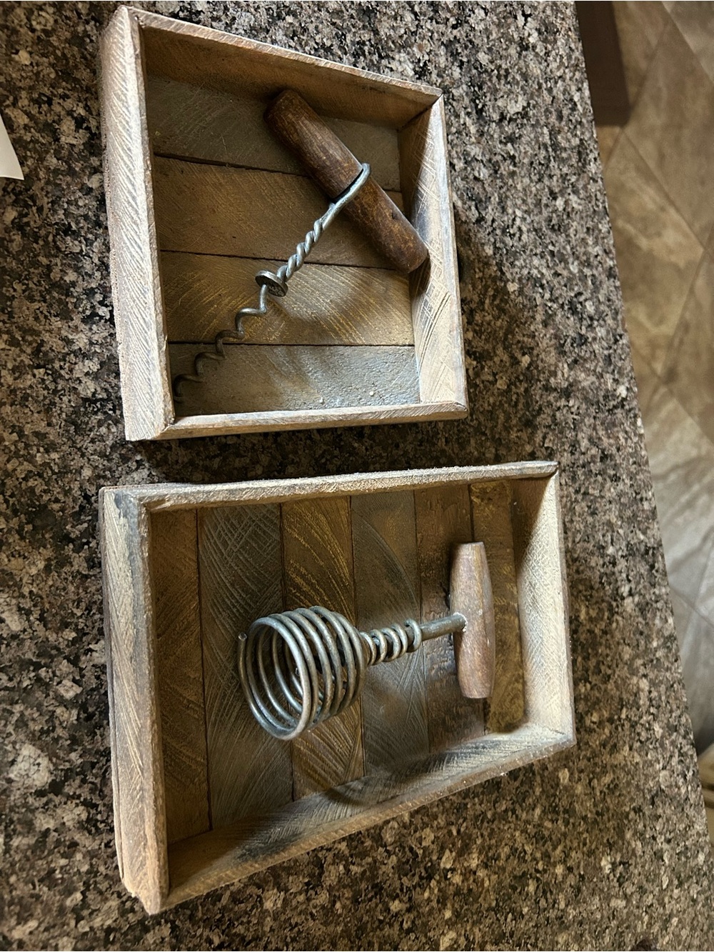 Mud Pie Rustic Wood Wall Shelves with Metal Wine Tool Accents